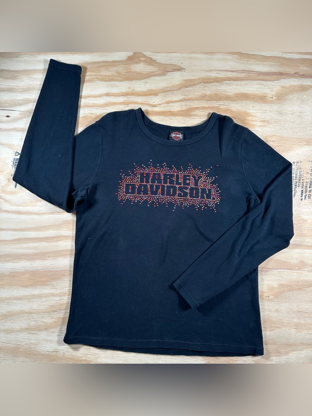 Harley-Davidson Black Kids' Long Sleeve Logo Tee with Red Accent